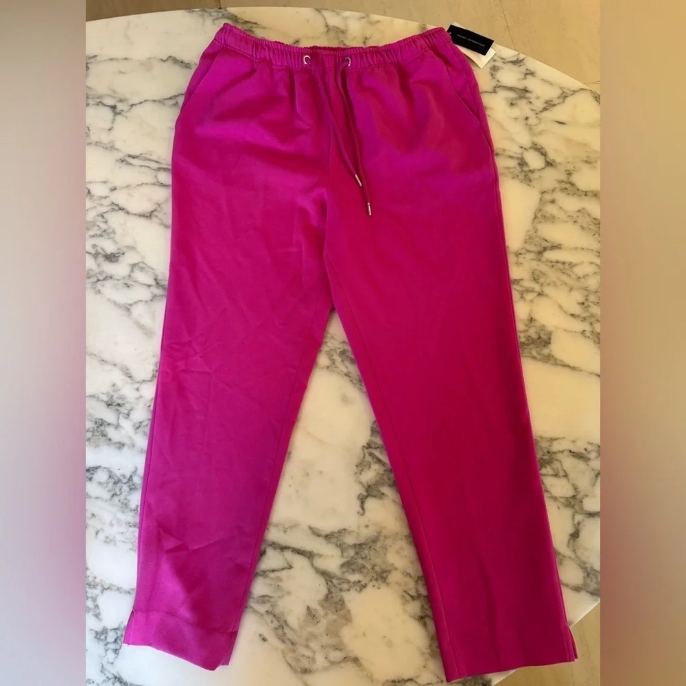 NWT French Connection Emiko Whisper Ruth Pants In Wild Rosa Sz 6 drawstring - Picture 2 of 9